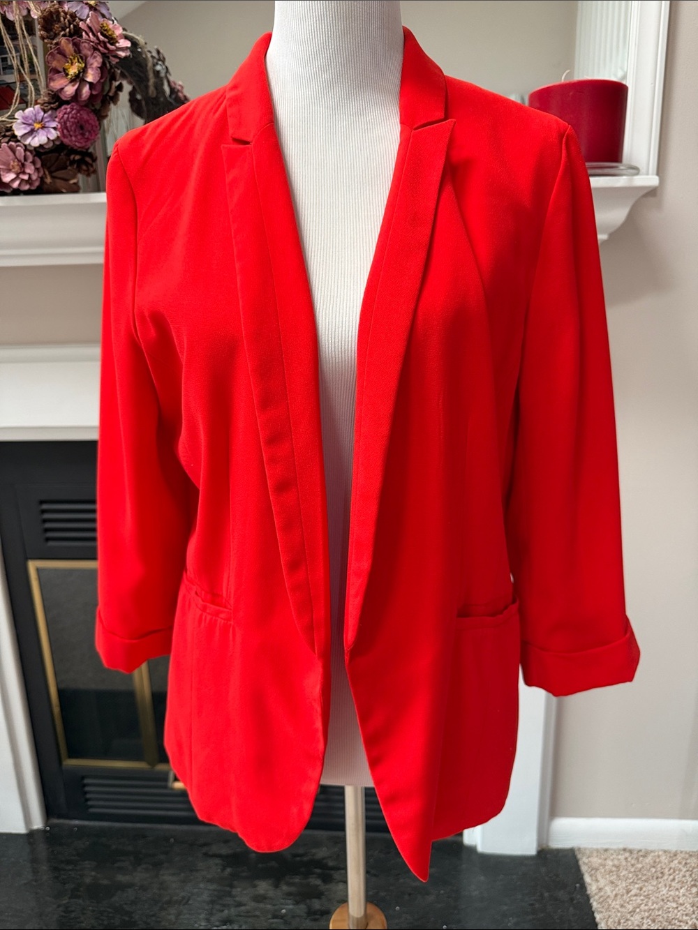 New Look Bright Red Open-Front Blazer Jacket